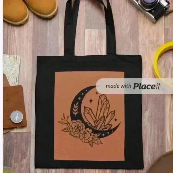 Boho crystal moon fantasy orange and black halloween everyday recycled t… - Picture 2 of 3